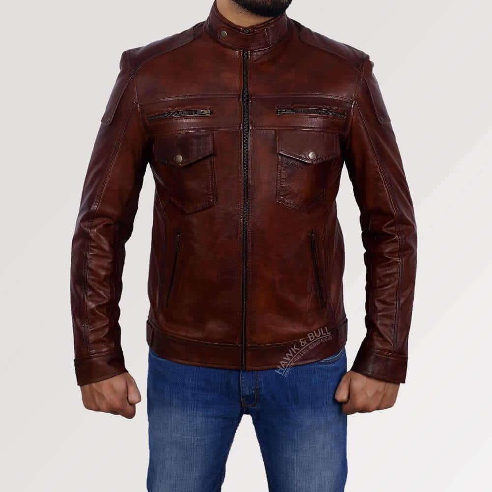 Genuine Dark Brown Leather Jacket Mens | H&B US