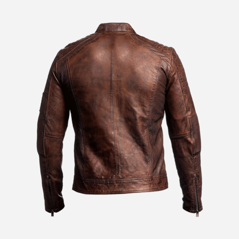 Mens Brown Cafe Racer Jacket 9356