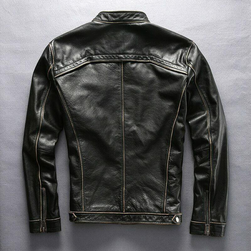 Real Mens Black Leather Moto Jacket - Classic And Durable