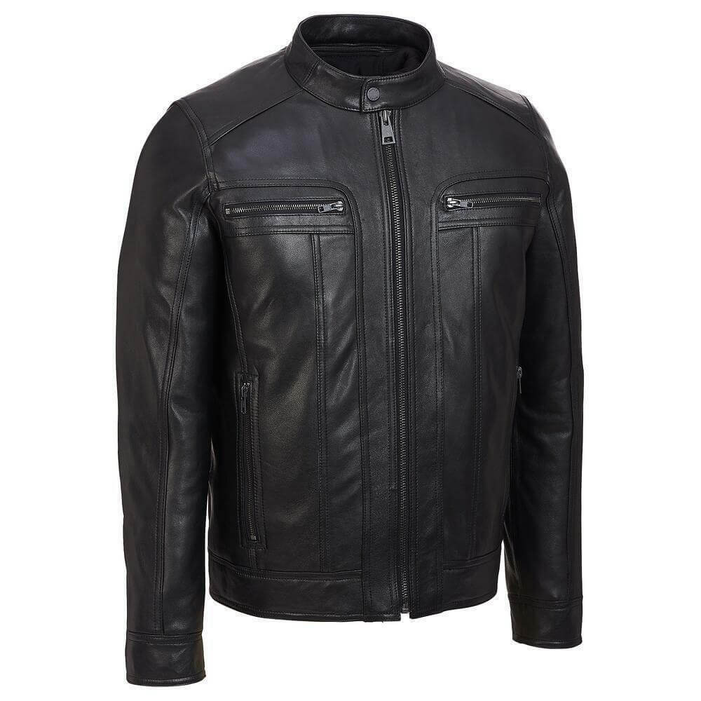 Mens Leather Jacket With Removable Hood | Hawk & Bull US