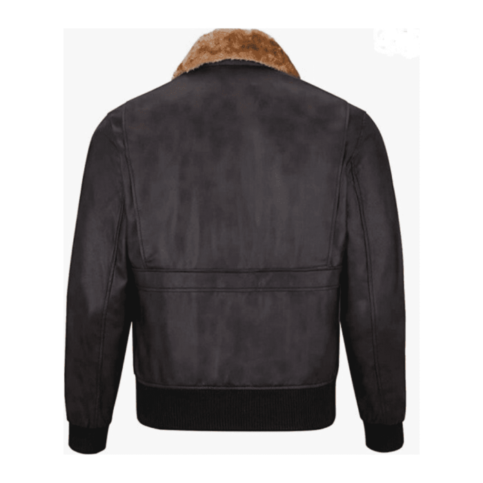 Classy Two Tone Mens Brown Leather Bomber Jacket | Fur Collar