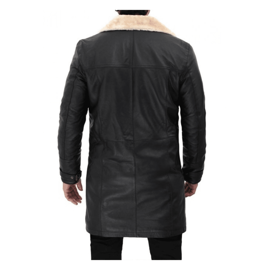 Long Black Shearling Coat Genuine Leather | Winter Essential