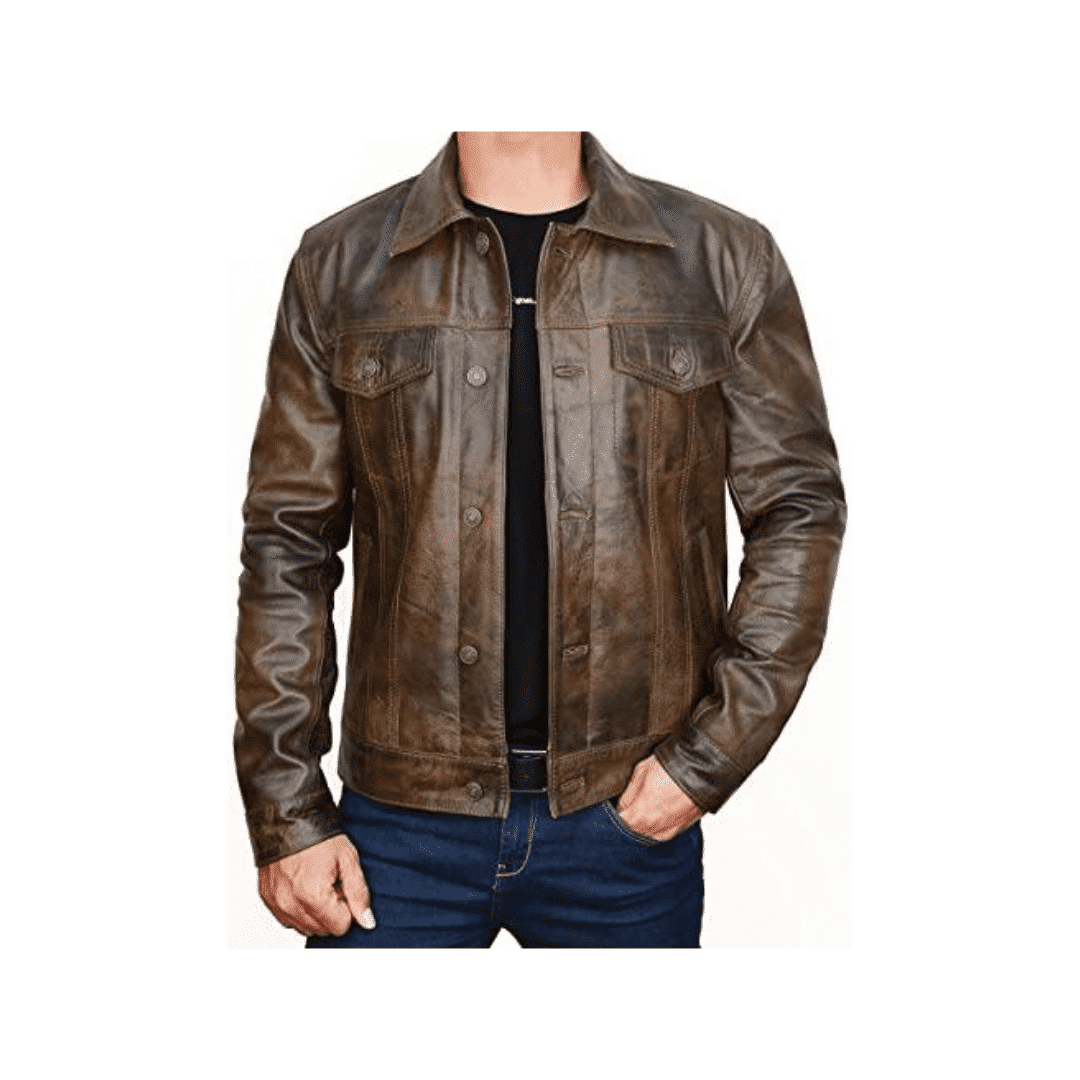 Waxed Two Tone Brown Trucker Jacket | H&B US