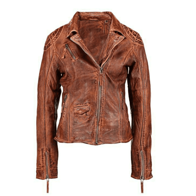 Balmy20Waxed20Brown20Leather20Motorcycle20Jacket20Womens20front