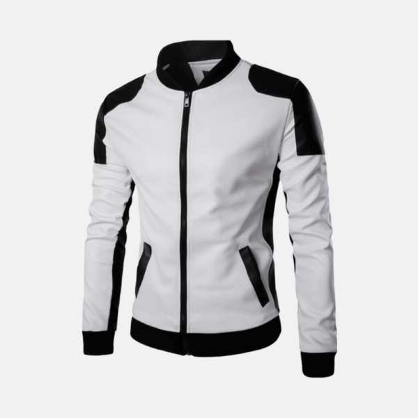 Ethereal Off White Bomber Jacket Mens Genuine Leather front