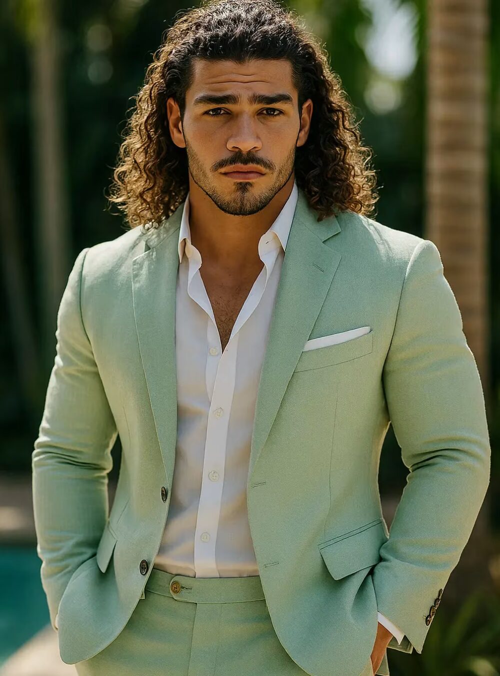 Hawk & Bull Everton Two Piece Light Green Linen Blend Suit