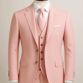 Langston Three Piece Light Pink Wool Blend Suit