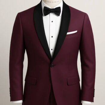Langston Burgundy Two Piece Wool Blend Summer Wedding Tuxedo