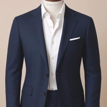 Monterey Navy Blue Two Piece Wool Blend Summer Wedding Suit