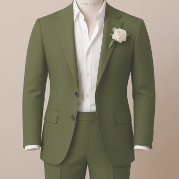 Sorrento Olive Green Two Piece Wool Blend Summer Wedding Suit