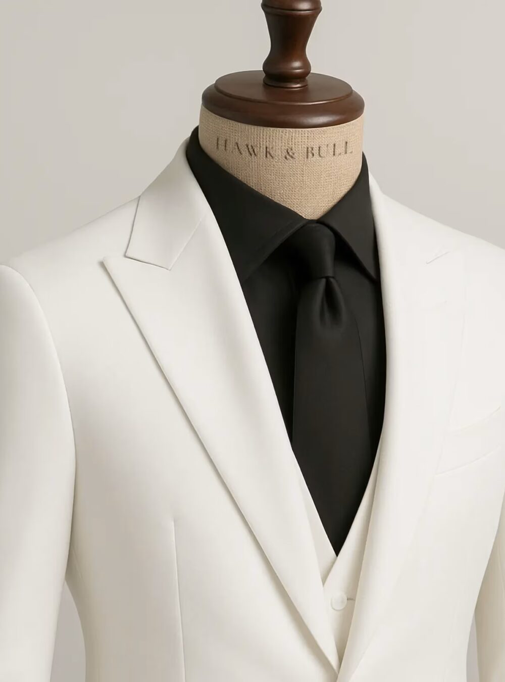 Hawk & Bull Windsor White Three Piece Wool Blend Summer Wedding Suit mannequin 2