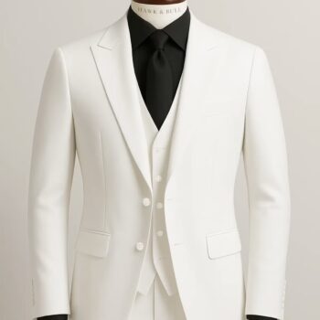 Windsor White Three Piece Wool Blend Summer Wedding Suit