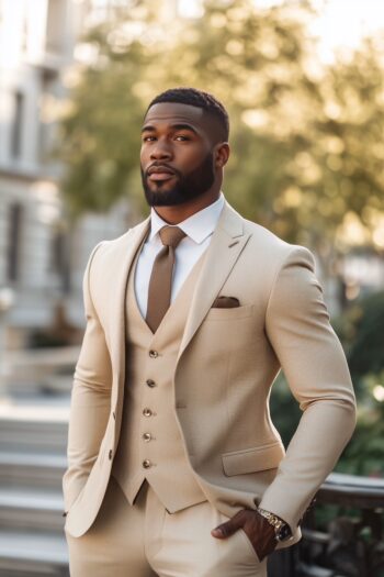 Belgravia Three Piece Beige Wool Blend Suit