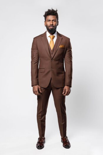 Cambridge Three Piece Brown Wool Blend Suit