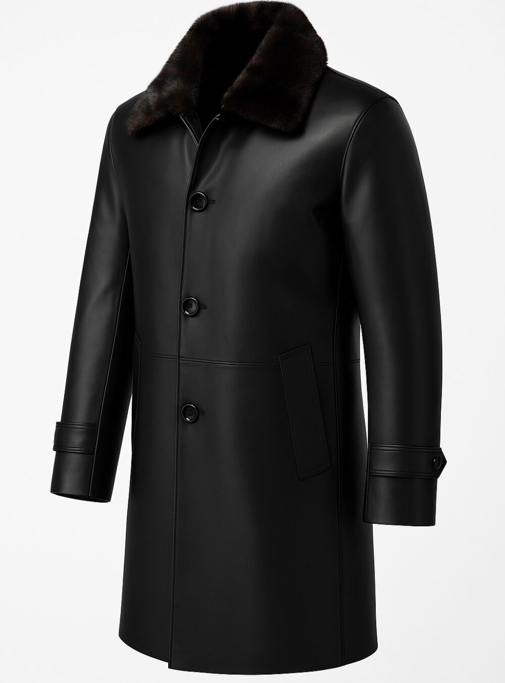 MID LENGTH DAPPER COAT】cow leather LEATHER MID LENGTH DAPPER COAT