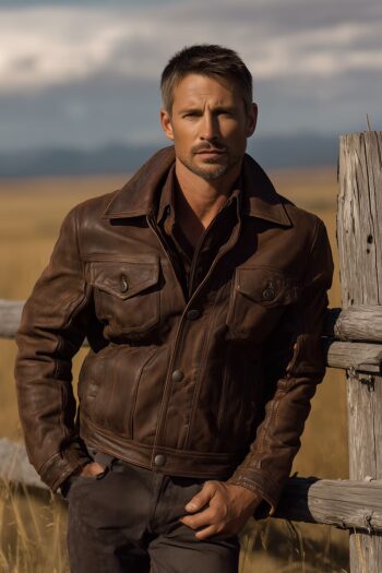 Colter Distressed Brown Leather Cowboy Jacket