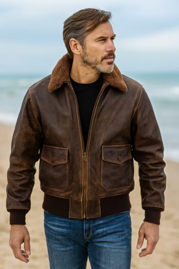 Premium G-1 Naval Flight Jacket With Shearling